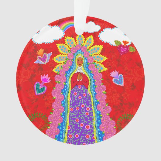 Onze Lieve Vrouw van Guadalupe Rood Ornament (voorkant)