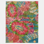 Onze Lieve Vrouw van Guadalupe & Rozen Fleece Deke Deken (Voorkant)