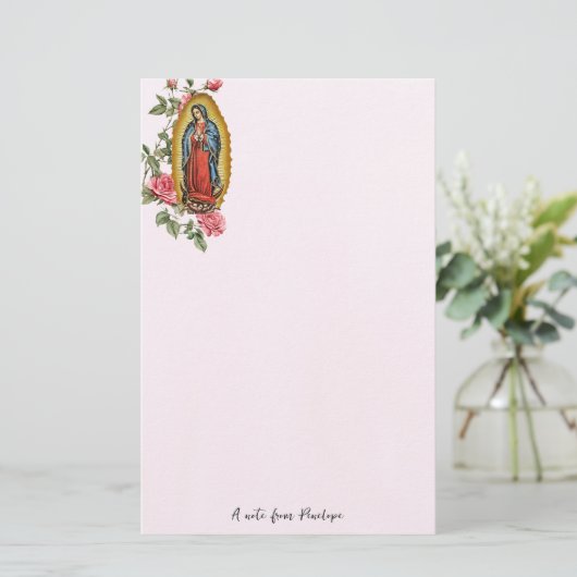 Onze Lieve Vrouw van Guadalupe Rozen gepersonalise Briefpapier (Staand voorkant)