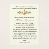 Onze-Lieve-Vrouw van Guadalupe - Spaans begrafenis Visitekaartje (Achterkant)