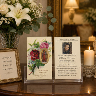Onze Lieve Vrouw van Guadalupe Spaanse Begrafenis Notitiekaartje