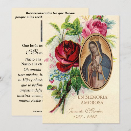 Onze-Lieve-Vrouw van Guadalupe Spaanse uitvaart he Kaart (Voorkant / Achterkant)