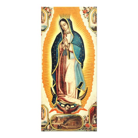 Onze Lieve Vrouw van Guadalupe Stralende Kunst Reclamekaart (Voorkant)