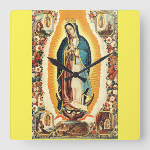 Onze Lieve Vrouw van Guadalupe Stralende Kunst Vierkante Klok