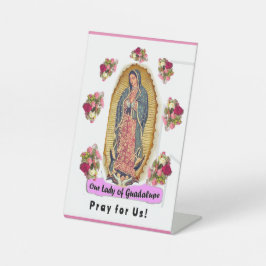 Onze-Lieve-Vrouw van Guadalupe Vouwansichtkaart Reclamebord Met Voetstuk