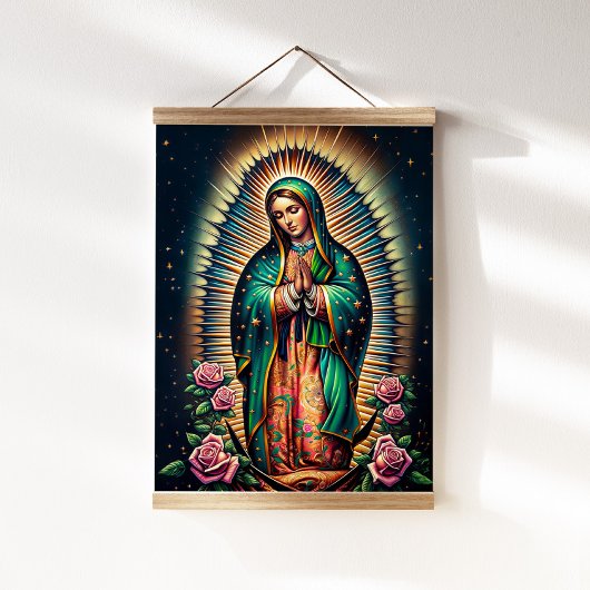 Onze-Lieve-Vrouw van Guadalupe wandtapijt Hangend Wandkleed