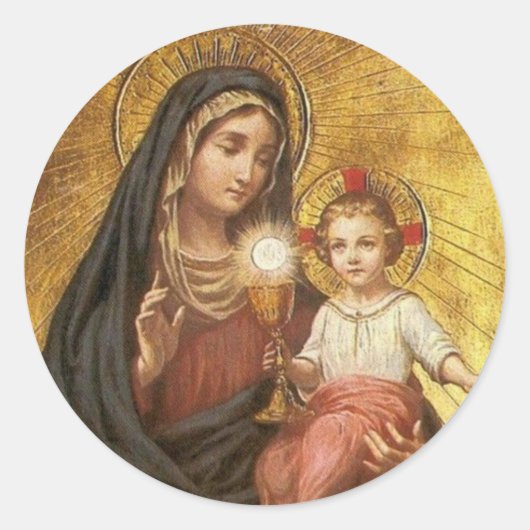 Onze-Lieve-Vrouw van het Heilig Sacrament Ronde Sticker (Voorkant)