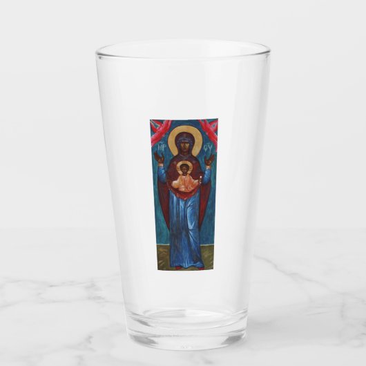 Onze Lieve Vrouw van het Teken Eeuwig Licht Kunstp Glas (Voorkant)