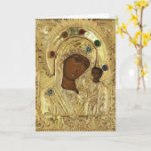 Onze-Lieve-Vrouw van Kazan Moederdag Wenskaart Kaart (Gele Bloem)