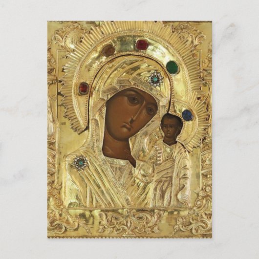 Onze Lieve Vrouw van Kazan Orthodox Christelijk Ic Briefkaart (Voorkant)