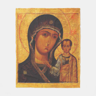 Onze-Lieve-Vrouw van Kazan Orthodoxe Icoon Fleece Deken