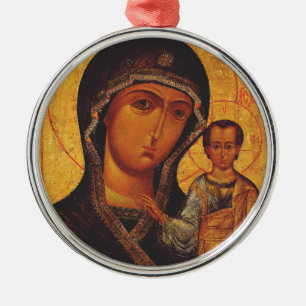 Onze-Lieve-Vrouw van Kazan Orthodoxe Icoon Metalen Ornament