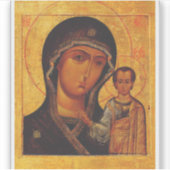 Onze-Lieve-Vrouw van Kazan Orthodoxe Icoon Sticker (Voorkant)
