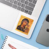 Onze-Lieve-Vrouw van Kazan Orthodoxe Icoon Sticker (Laptop met iPhone)