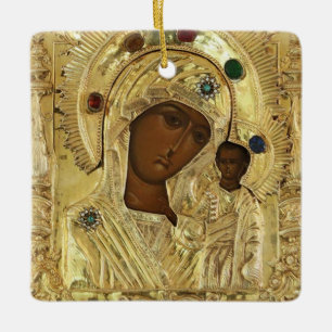 Onze Lieve Vrouw van Kazan Theotokos en Christus K Keramisch Ornament