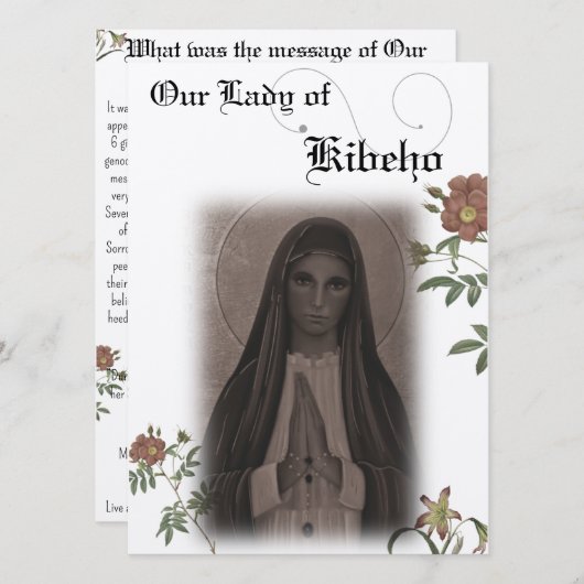 Onze Lieve Vrouw van Kibeho Gebed Kaart (Voorkant / Achterkant)