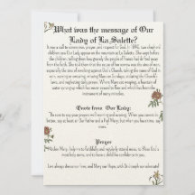 Onze Lieve Vrouw van La Salette Gebed Kaart