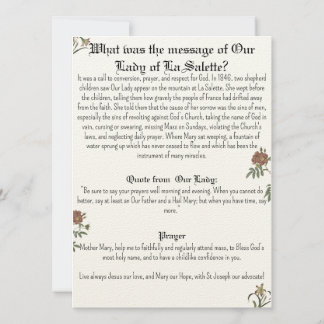 Onze Lieve Vrouw van La Salette Gebed Kaart