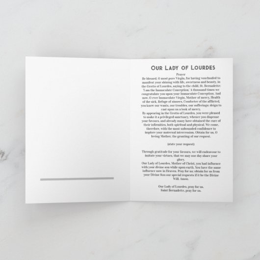 Onze Lieve Vrouw van Lourdes Kaart (Binnen)