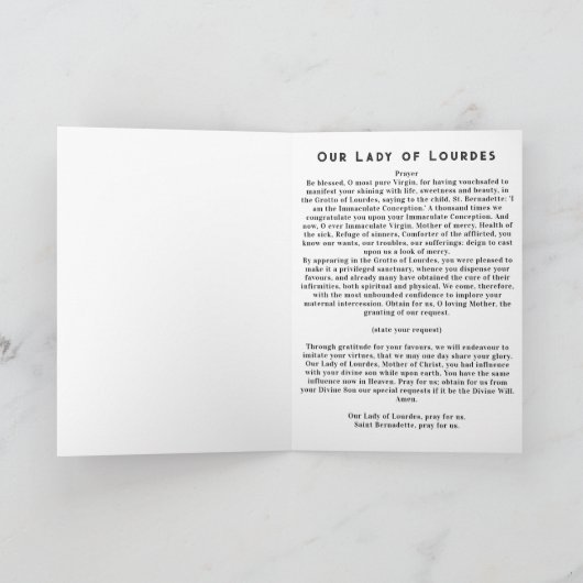 Onze Lieve Vrouw van Lourdes Kaart (Binnen)