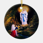 Onze Lieve Vrouw van Lourdes met Gebed Keramisch Ornament (Voorkant)