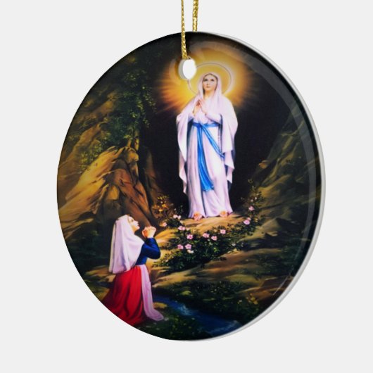 Onze Lieve Vrouw van Lourdes met Gebed Keramisch Ornament (Links)