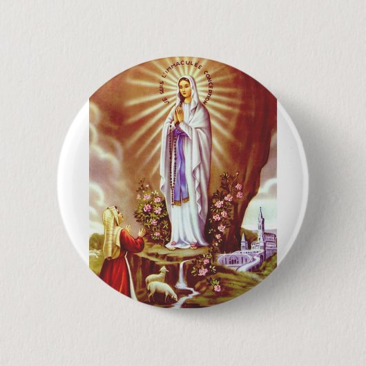Onze-Lieve-Vrouw van Lourdes Ronde Button 5,7 Cm (Voorkant)