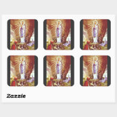 Onze-Lieve-Vrouw van Lourdes Vierkante Sticker (Vel)