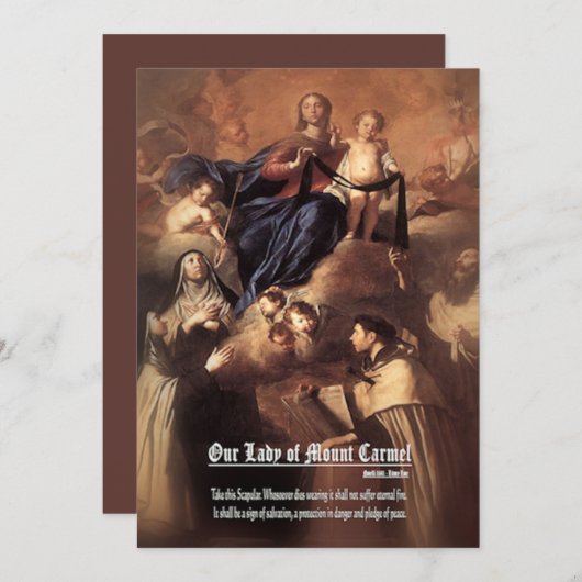 Onze-Lieve-Vrouw van Mount Carmel Gebed Kaart (Voorkant / Achterkant)