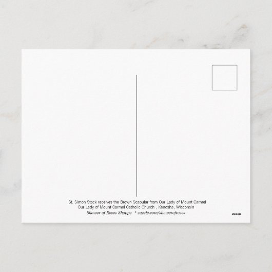 Onze-Lieve-Vrouw van Mount Carmel St. Simon Stock Feestdagenkaart (Achterkant)