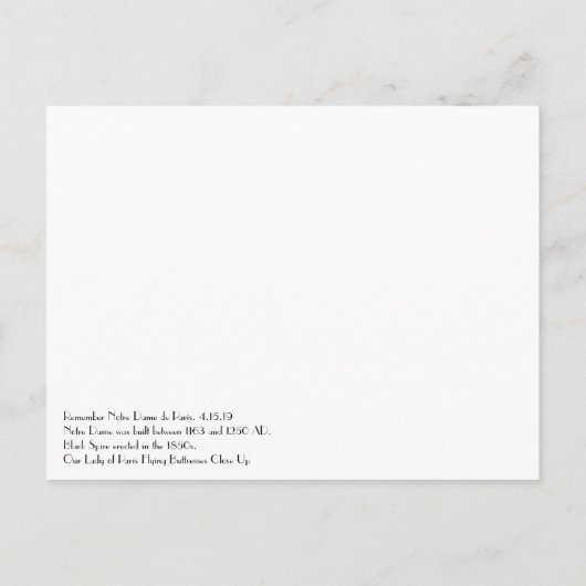 Onze-Lieve-Vrouw van Parijs Vliegende steunberen Briefkaart (Achterkant)