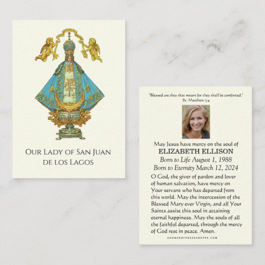 Onze-Lieve-Vrouw van San Juan de los Lagos Begrafe Plaatskaartje (Voorkant / Achterkant)