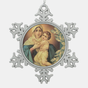 Onze-Lieve-Vrouw van Schoenstatt Baby Jesus Tin Sneeuwvlok Ornament
