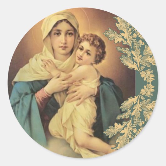 Onze Lieve Vrouw van Schoenstatt Maagd Maria Jezus Ronde Sticker (Voorkant)