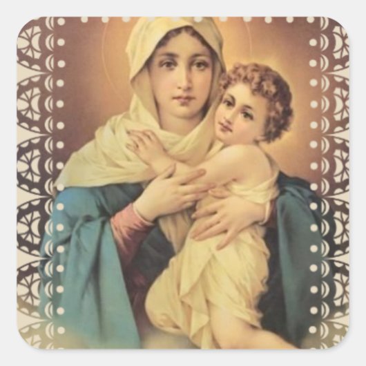 Onze Lieve Vrouw van Schoenstatt Maagd Maria Jezus Vierkante Sticker (Voorkant)