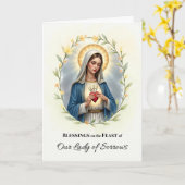 Onze-Lieve-Vrouw van Smarten Feestdag Zegeningen K Kaart (Gele Bloem)