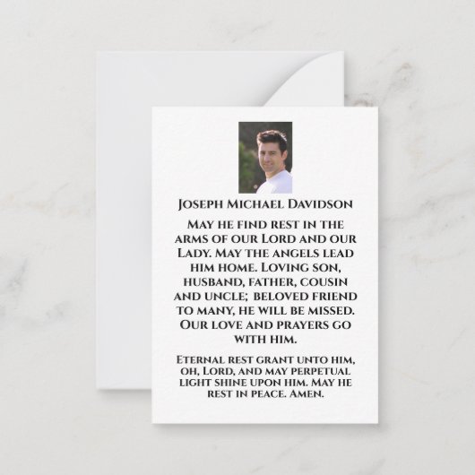 Onze-Lieve-Vrouw van Smarten Gedachtenisgebed Kaar Notitiekaartje (Achterkant)