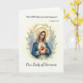 Onze Lieve Vrouw van Smarten Gods Vrede en Zegenin Kaart (Gele Bloem)