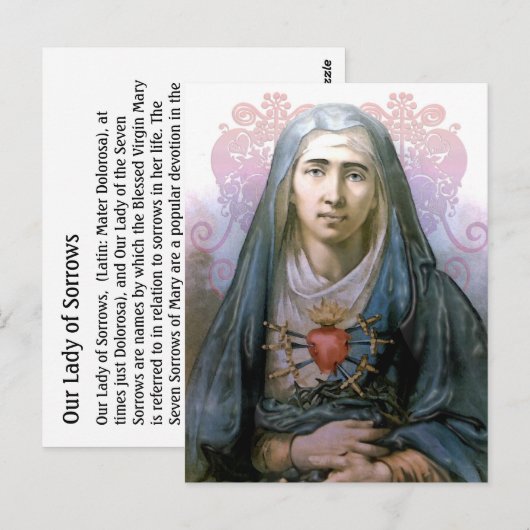 Onze-Lieve-Vrouw van Smarten Heilige Kaart (Voorkant / Achterkant)