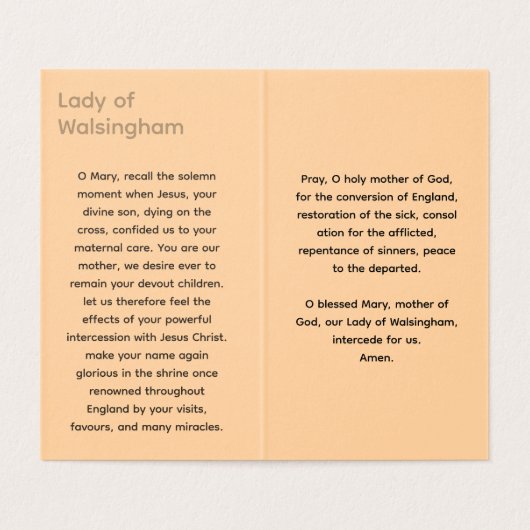 ONZE-LIEVE-VROUW VAN WALSINGHAM Kaart (Binnenkant ongevouwen)