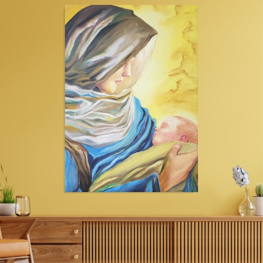 Onze Lieve Vrouw van Zwijgen die baby Jezus vastho Canvas Afdruk (Insitu (Woonkamer))