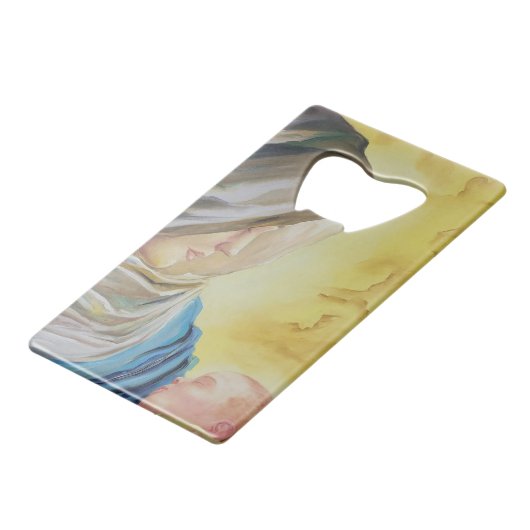 Onze Lieve Vrouw van Zwijgen die baby Jezus vastho Creditkaart Flessenopener (Voorkant Gekanteld)