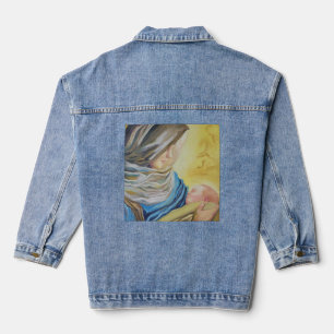 Onze Lieve Vrouw van Zwijgen die baby Jezus vastho Denim Jacket
