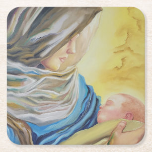 Onze Lieve Vrouw van Zwijgen die baby Jezus vastho Kartonnen Onderzetters