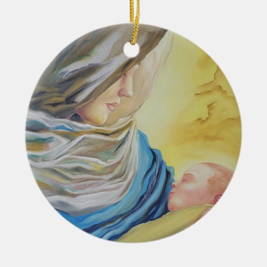 Onze Lieve Vrouw van Zwijgen die baby Jezus vastho Keramisch Ornament (Voorkant)