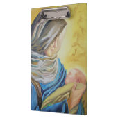 Onze Lieve Vrouw van Zwijgen die baby Jezus vastho Klembord (Links)