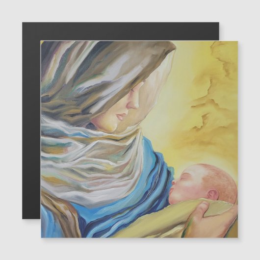 Onze Lieve Vrouw van Zwijgen die baby Jezus vastho Magnetische Uitnodiging (Voorkant / Achterkant)