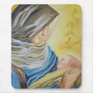 Onze Lieve Vrouw van Zwijgen die baby Jezus vastho Muismat