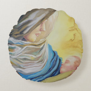 Onze Lieve Vrouw van Zwijgen die baby Jezus vastho Rond Kussen