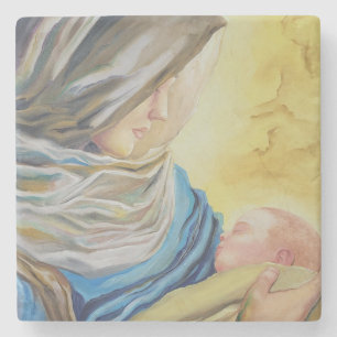 Onze Lieve Vrouw van Zwijgen die baby Jezus vastho Stenen Onderzetter